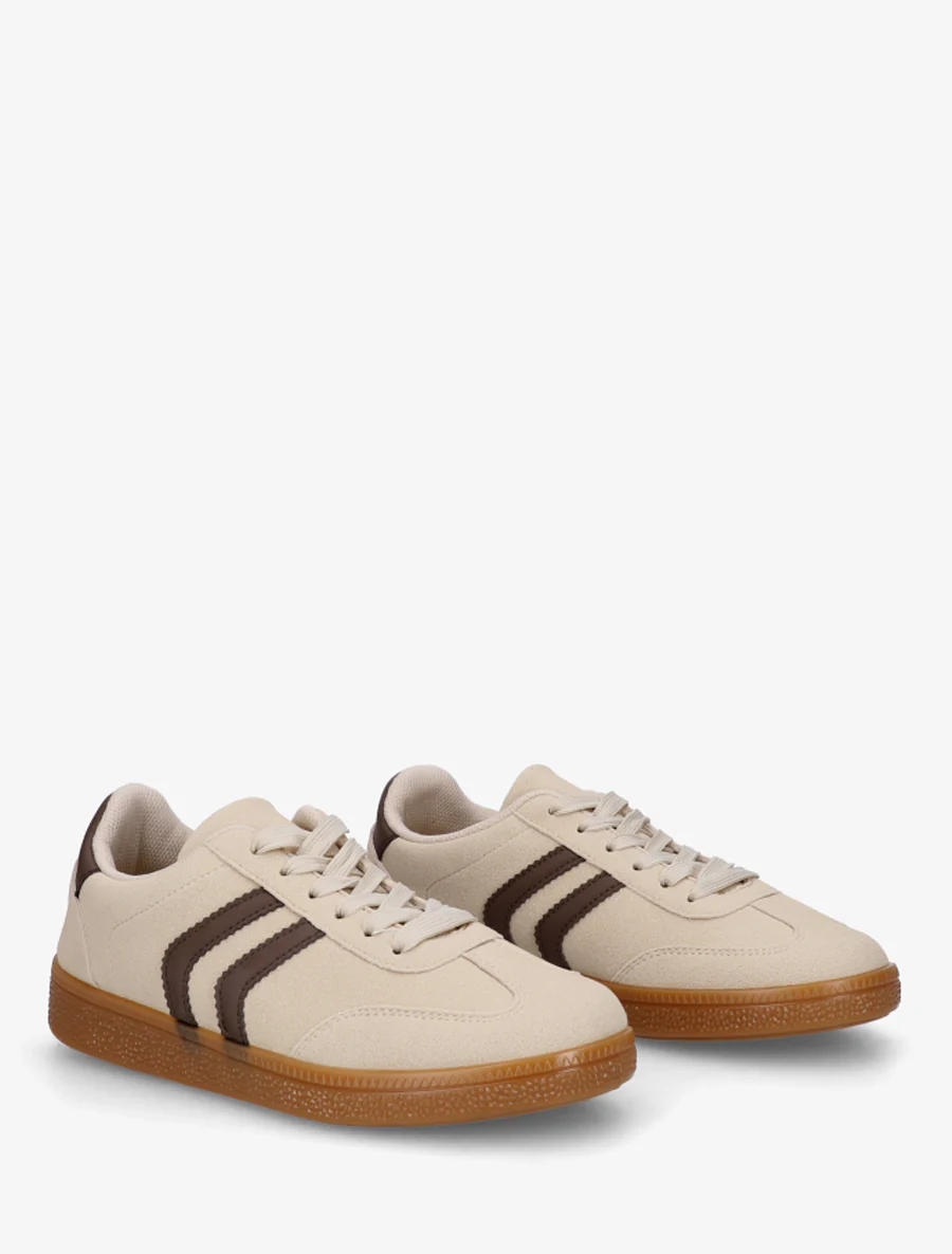 Sneakers van nubuck-effect met rubberen zool - Beige - Image 4