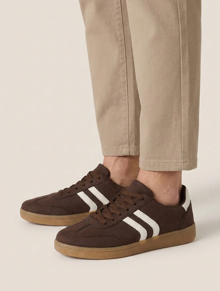 Sneakers van nubuck-effect met rubberen zool - Bruin - Image 5