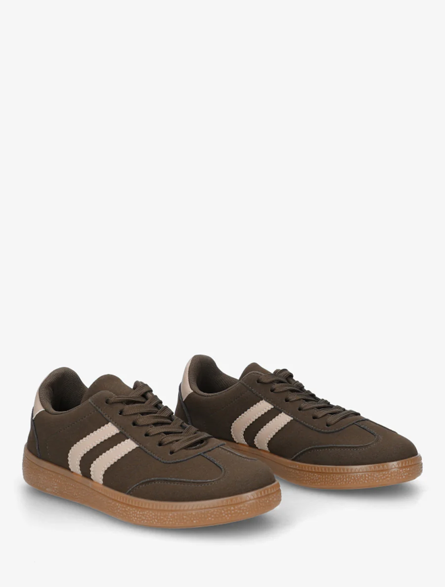 Sneakers van nubuck-effect met rubberen zool - Kaki - Image 4