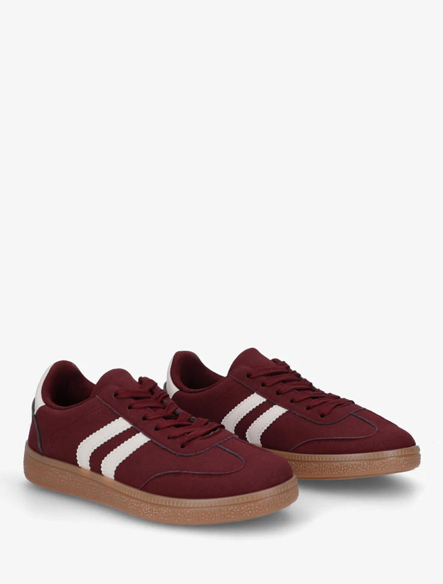 Sneakers van nubuck-effect met rubberen zool - Bordeaux - Image 4