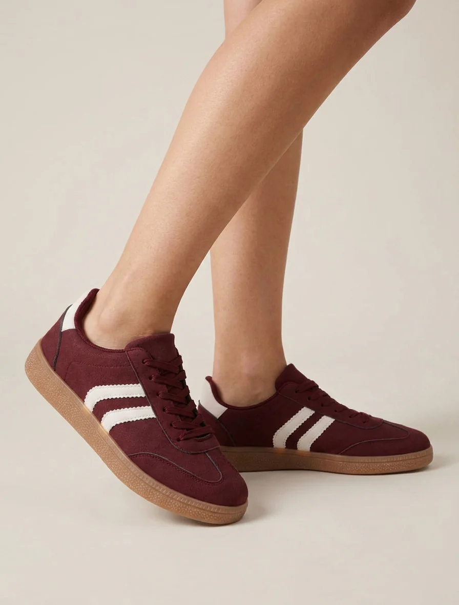 Sneakers van nubuck-effect met rubberen zool - Bordeaux - Image 5
