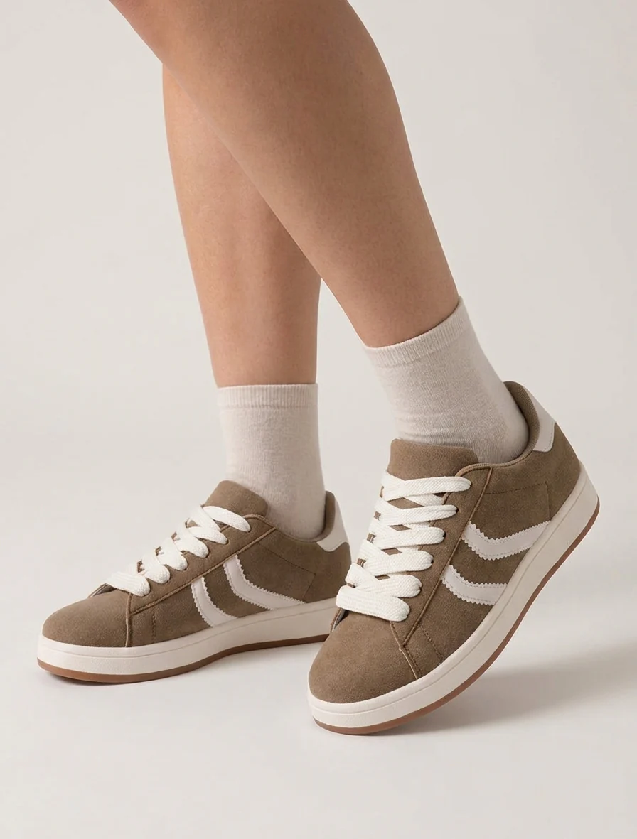 Sneakers van nubuckeffect met gekartelde banden - Mol - Image 5