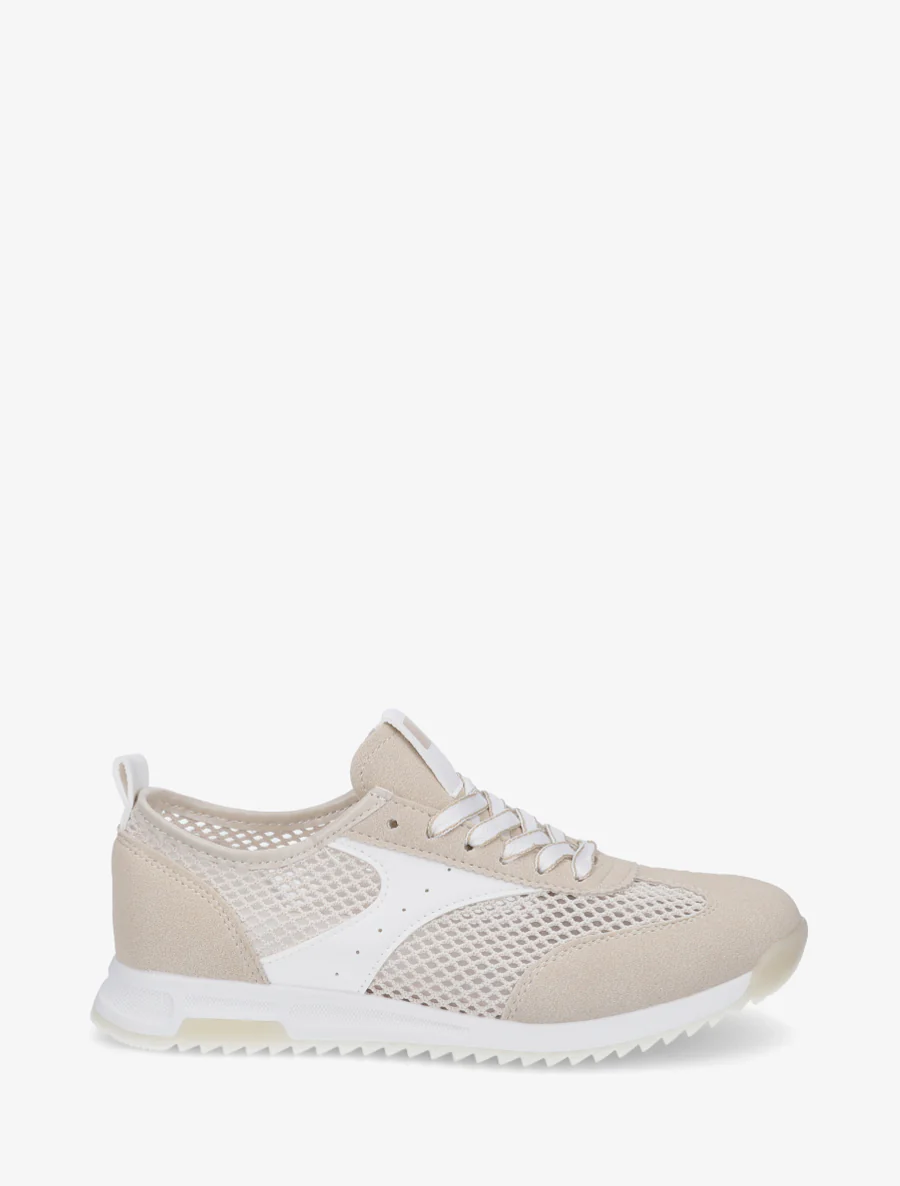Sneakers van opengewerkt materiaal in twee soorten - Beige