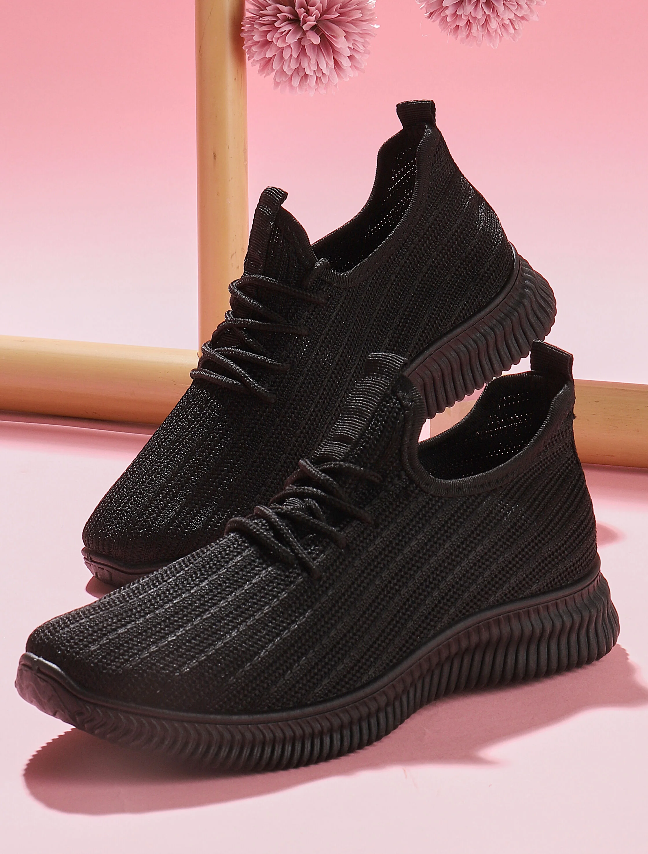 Sneakers van stof met veters - zwart - Image 7