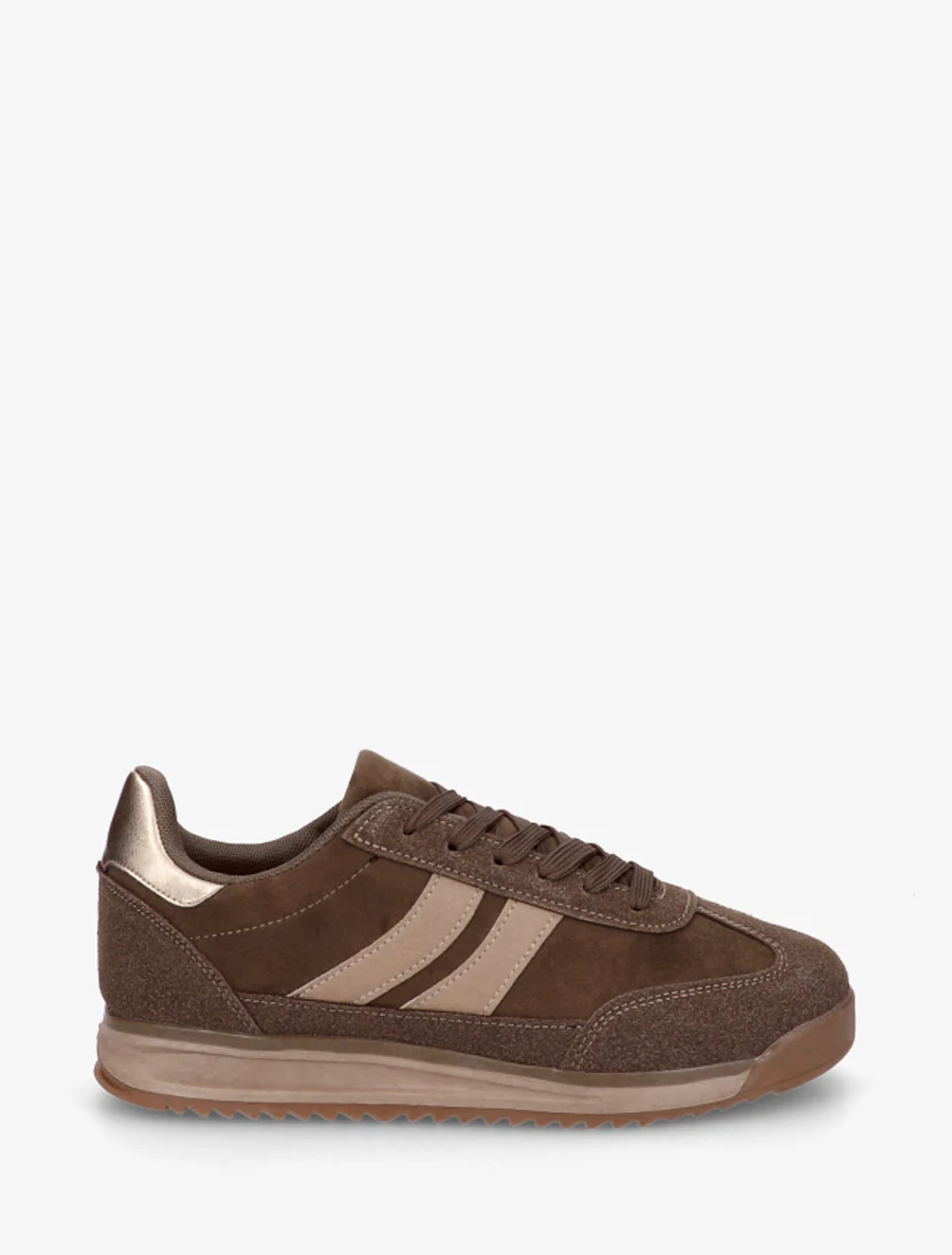 Sneakers van suèdine en nubuck-effect - Kaki