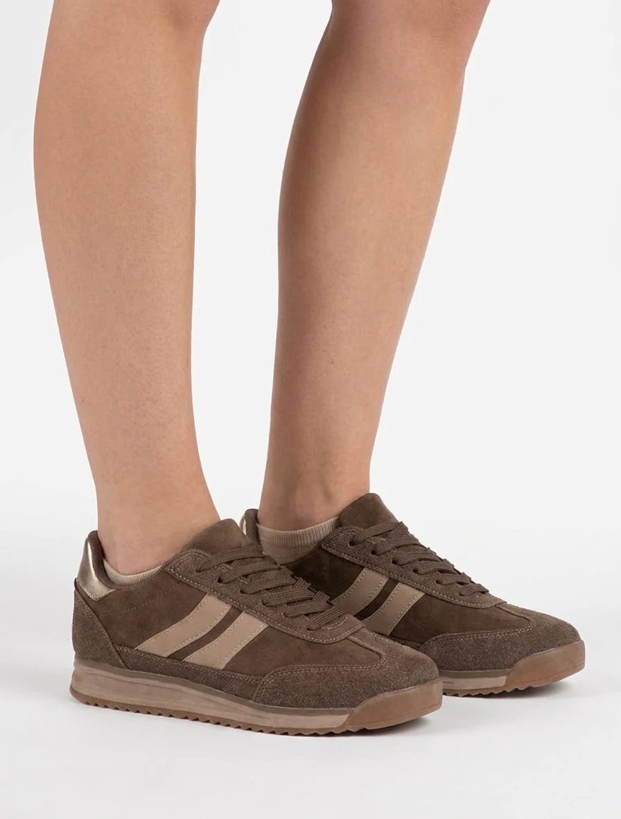 Sneakers van suèdine en nubuck-effect - Kaki - Image 5
