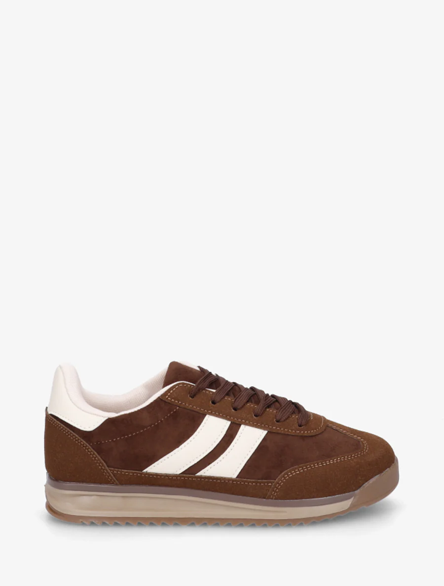 Sneakers van suèdine en nubuck-effect - Bruin