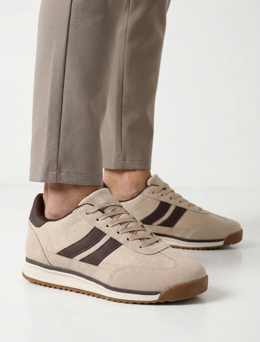 Sneakers van suèdine en nubuck-effect - Beige - Image 5