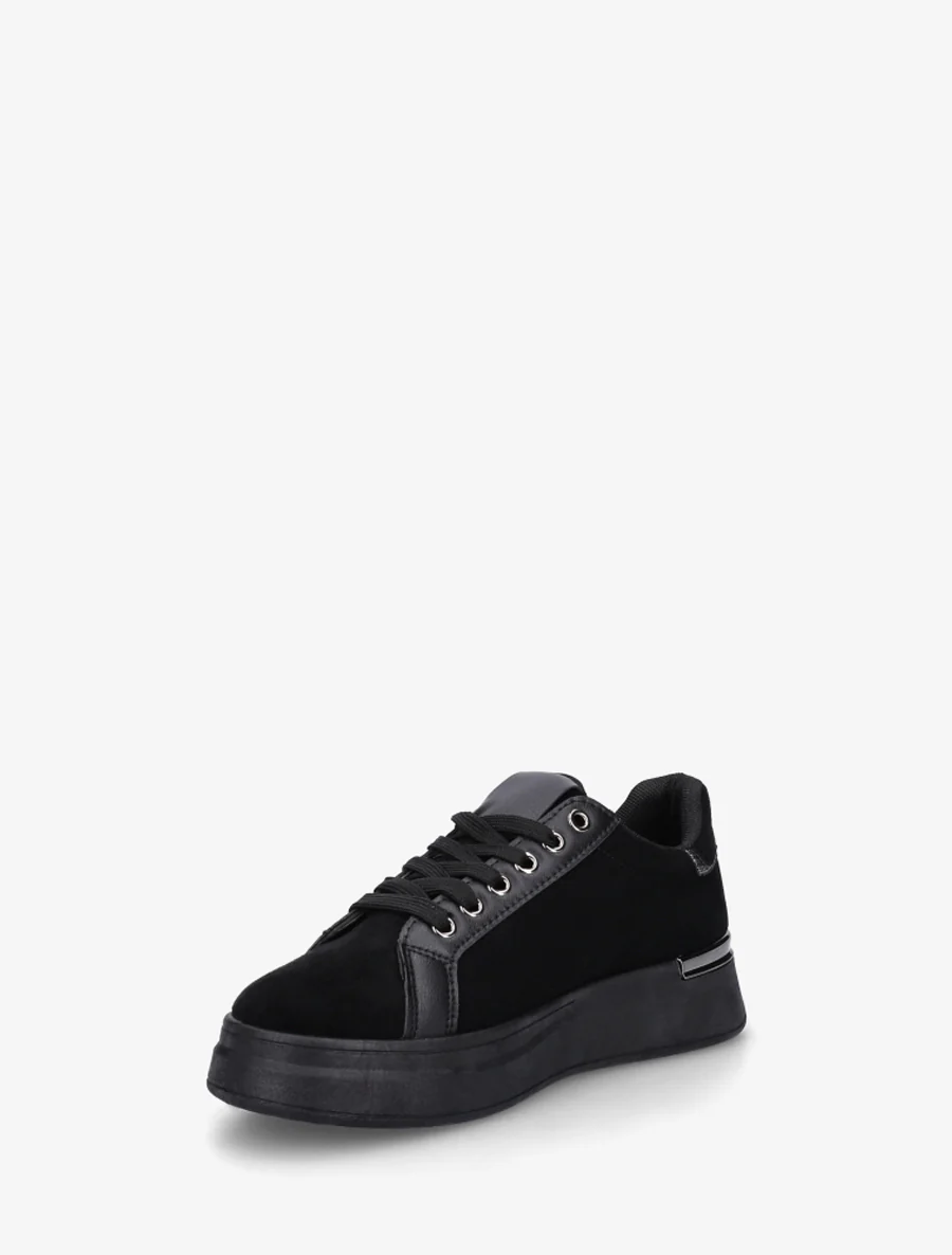 Sneakers van suèdine met dikke zool - Zwart - Image 3