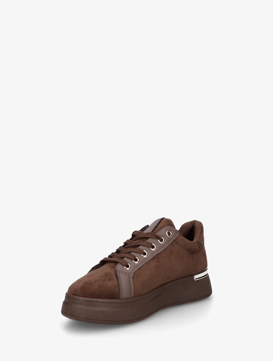 Sneakers van suèdine met dikke zool - Bruin - Image 3