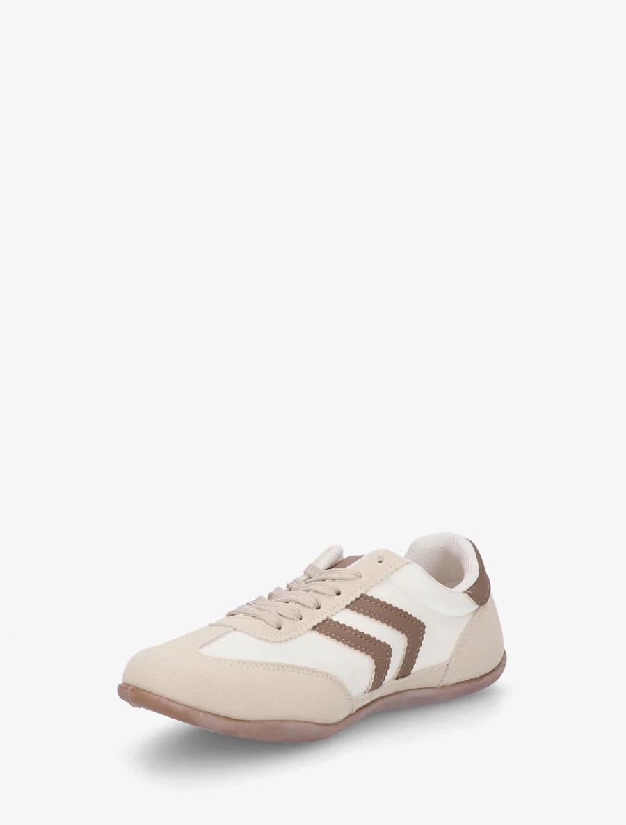 Sneakers van twee materialen met contrasterende hielversteviging - Beige - Image 3
