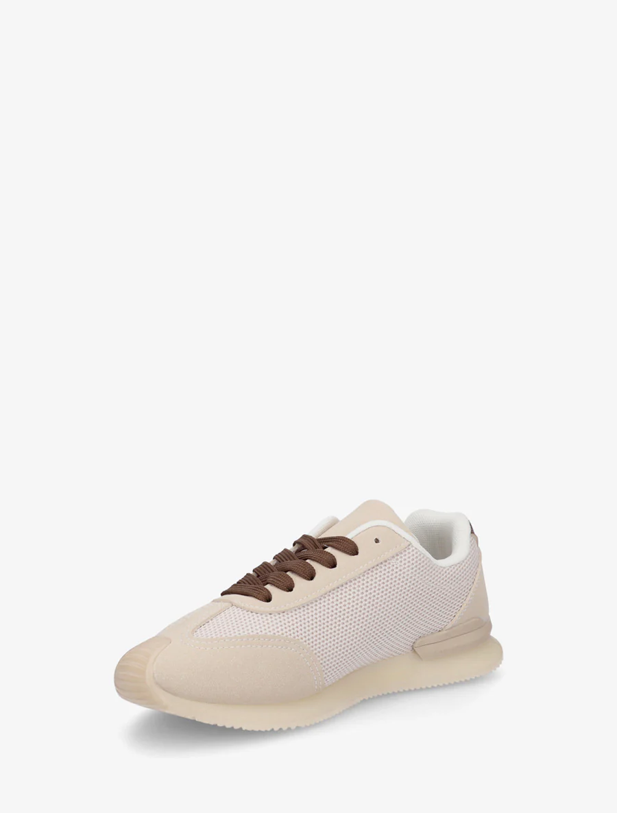 Sneakers van twee materialen met fantasieborduurwerk - Bruin - Image 3