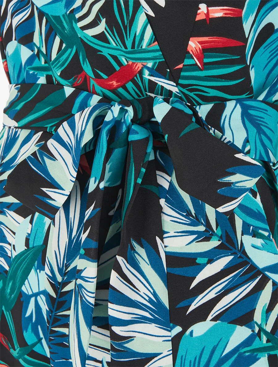 Soepele jumpsuit met tropische print - Marineblauw - Image 3