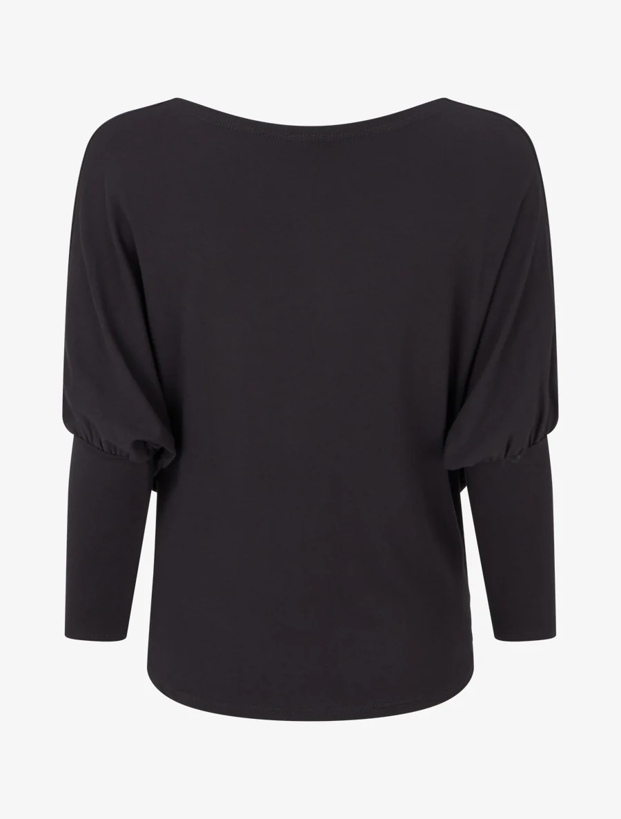 Soepelvallend top met 3/4 vleermuismouwen - Zwart - Image 2