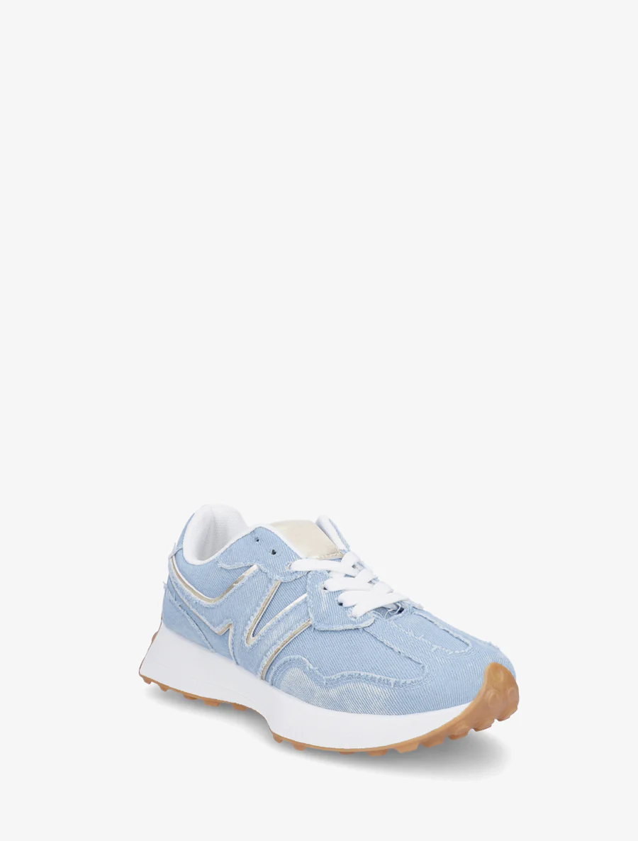 Spijkerstoffen sneakers met iriserend detail - Lichtblauw - Image 2