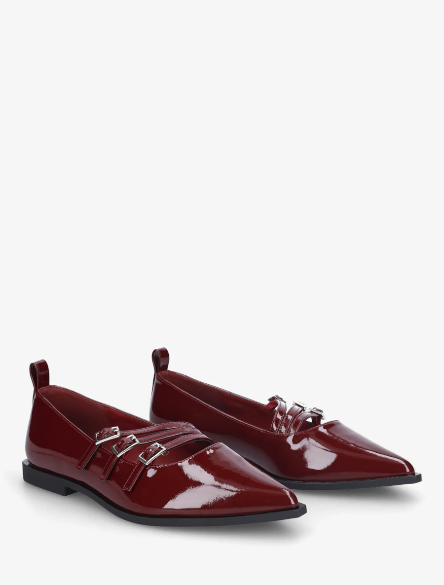 Spitse ballerina's met bandjes - Bordeaux - Image 4