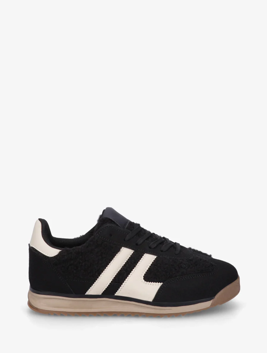 Sportschoenen van stof in bouclé-wol stijl - Zwart