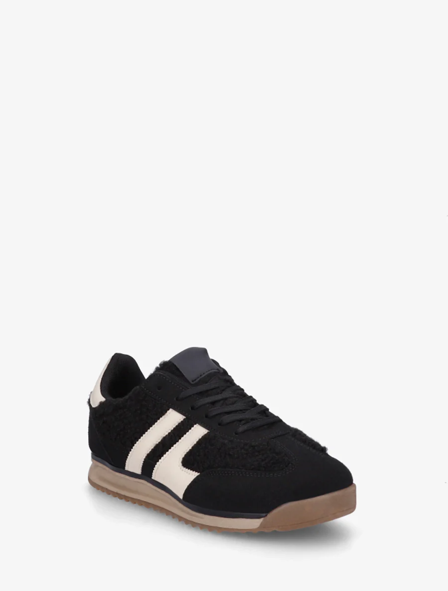 Sportschoenen van stof in bouclé-wol stijl - Zwart - Image 2
