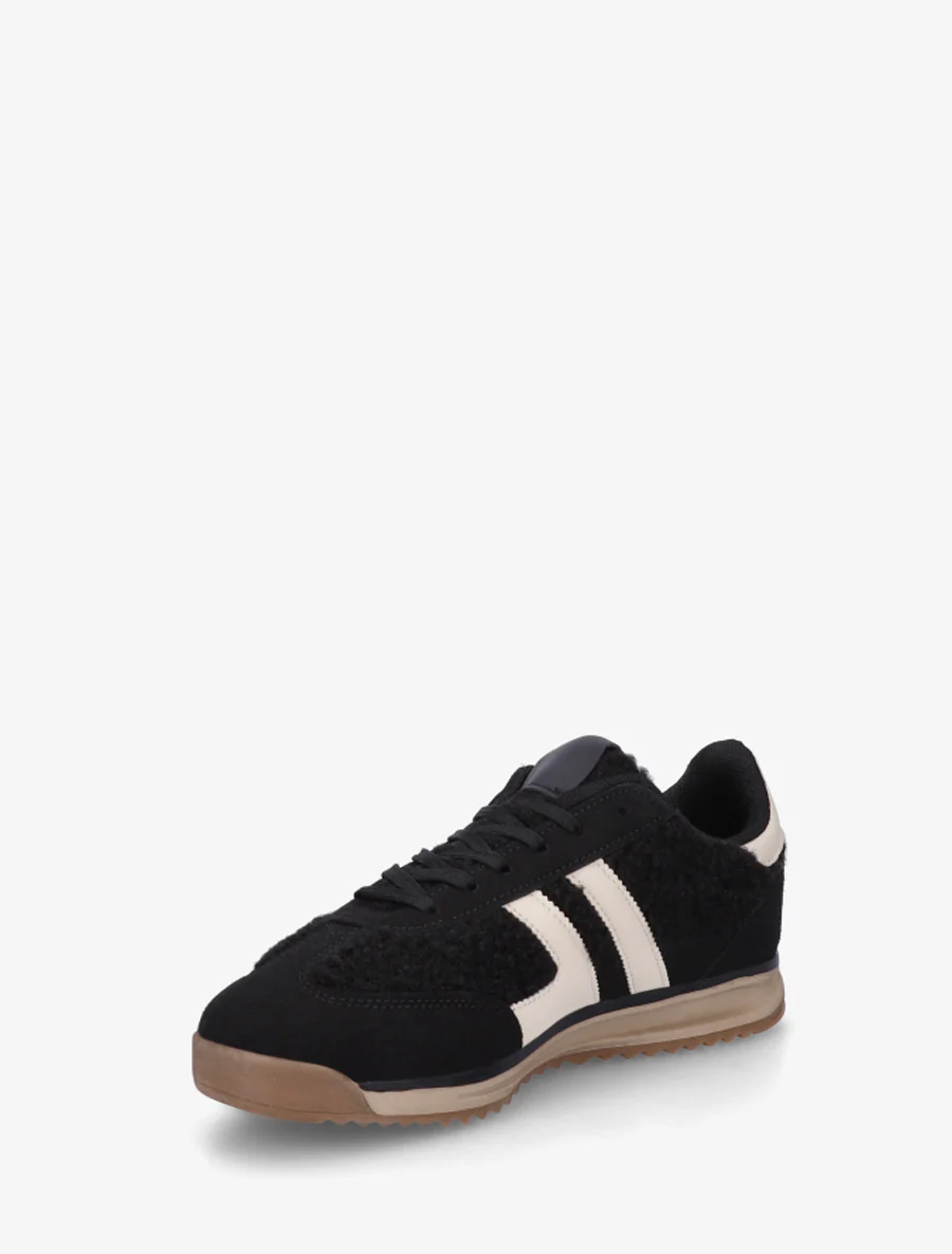 Sportschoenen van stof in bouclé-wol stijl - Zwart - Image 3