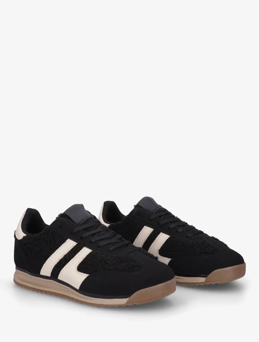 Sportschoenen van stof in bouclé-wol stijl - Zwart - Image 4