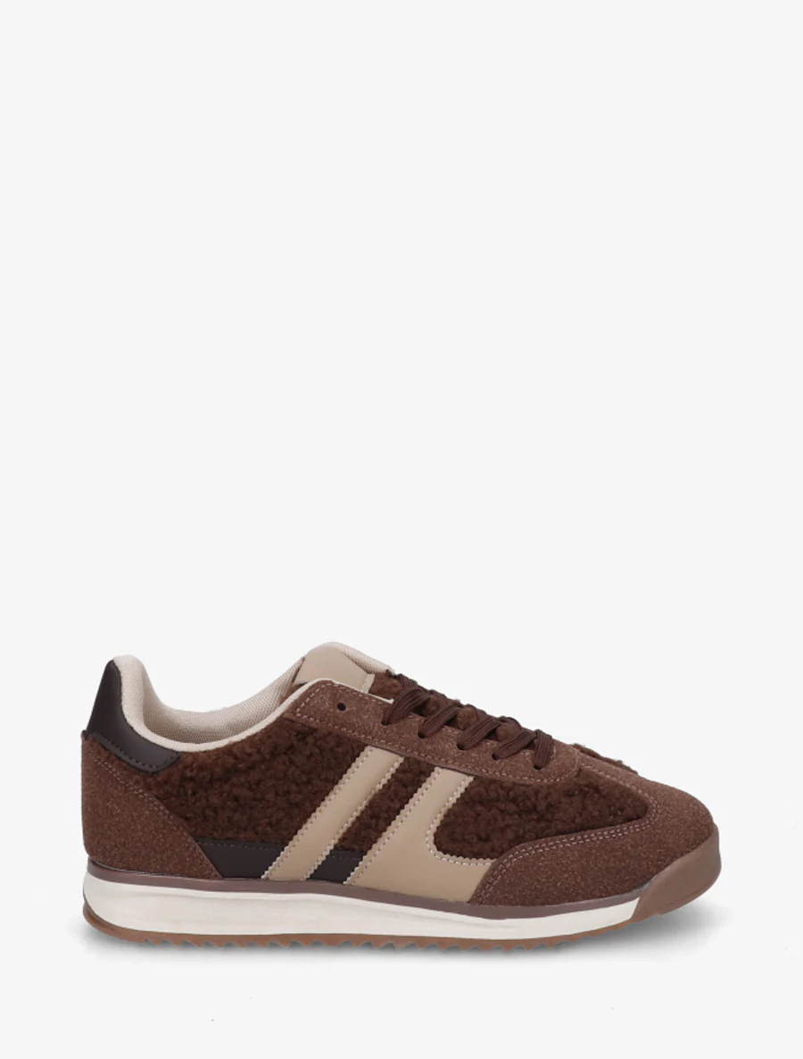 Sportschoenen van stof in bouclé-wol stijl - Bruin