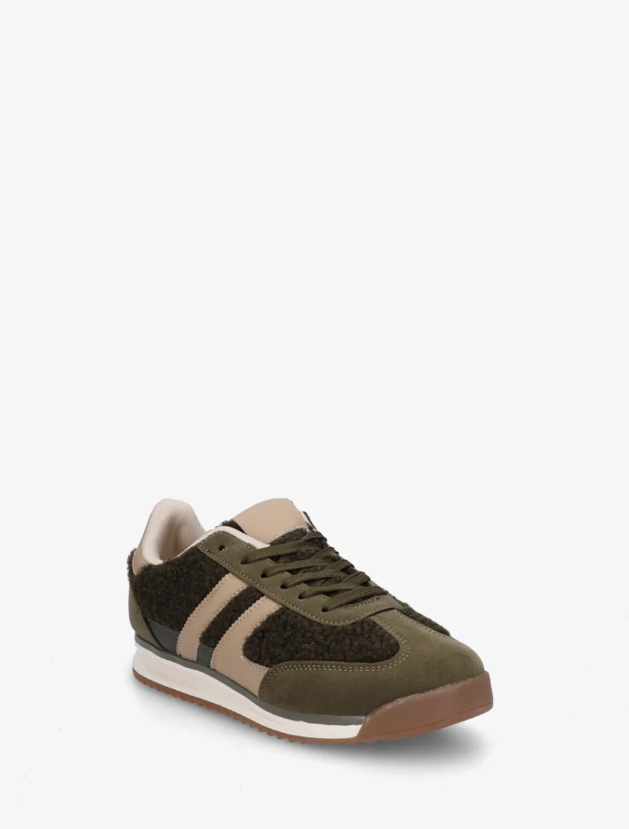 Sportschoenen van stof in bouclé-wol stijl - Kaki - Image 2