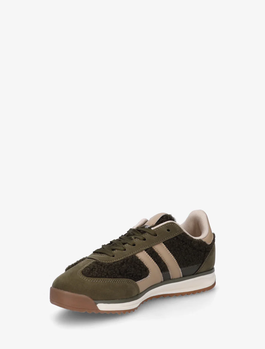 Sportschoenen van stof in bouclé-wol stijl - Kaki - Image 3