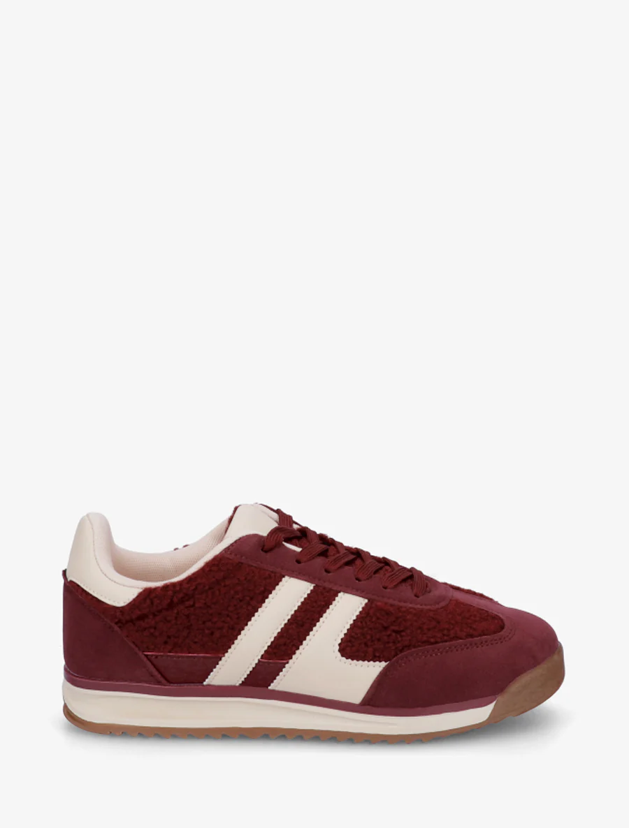 Sportschoenen van stof in bouclé-wol stijl - Bordeaux