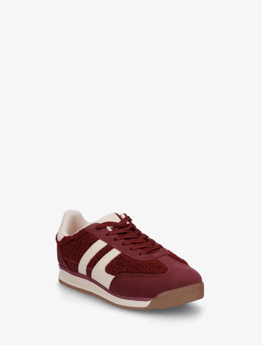 Sportschoenen van stof in bouclé-wol stijl - Bordeaux - Image 2
