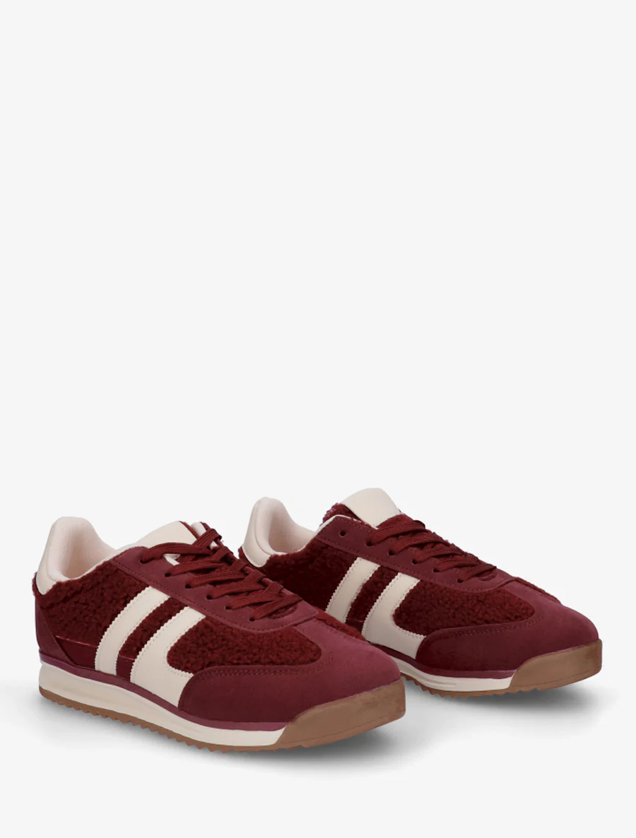 Sportschoenen van stof in bouclé-wol stijl - Bordeaux - Image 4