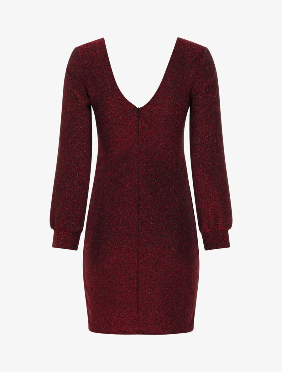 Sprankelende jurk met splitmouwen - Rood - Image 2