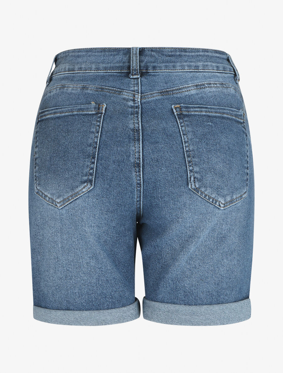 Standaard taille. nauwsluitende denim shorts - blauw - Image 2