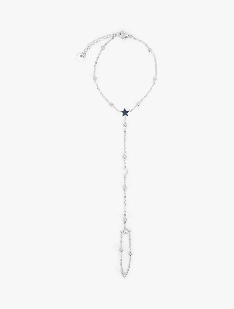 Sterren- en halve maanhandketting met een witte zirkonia - Geld - Image 2