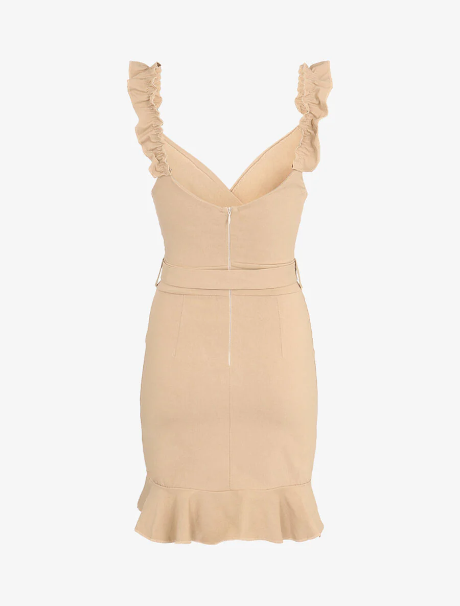 Strakke wikkeljurk - Beige - Image 2