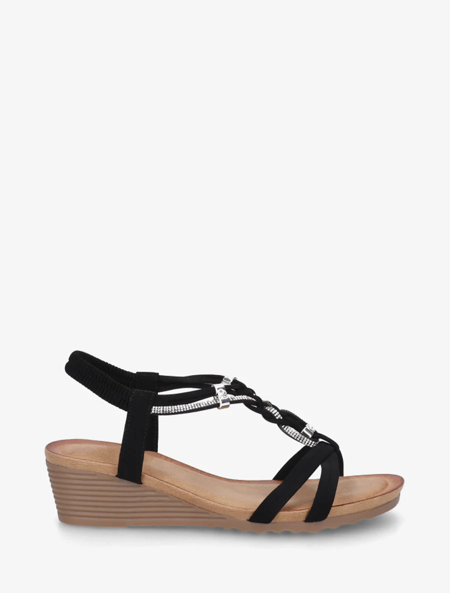 Strass sleehaksandalen - Zwart