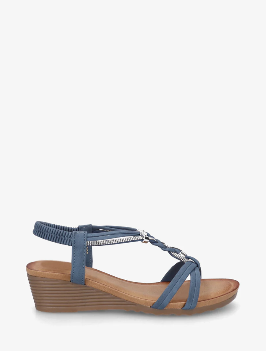Strass sleehaksandalen - Blauw