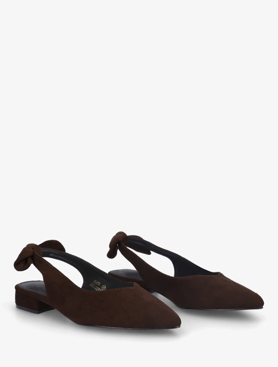 Suède ballerina's met hak - Chocolade - Image 4