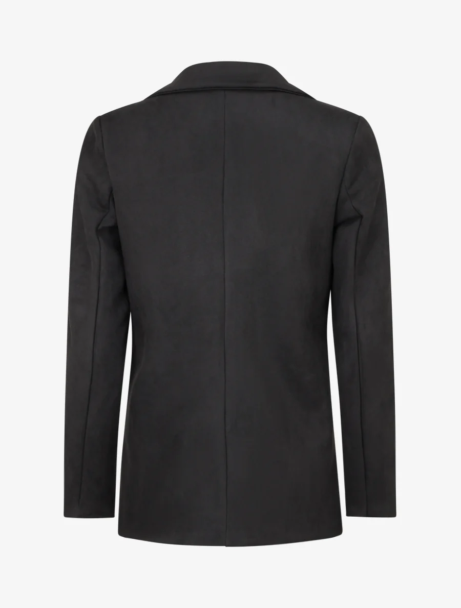 Suède blazer met knopen - Zwart - Image 2