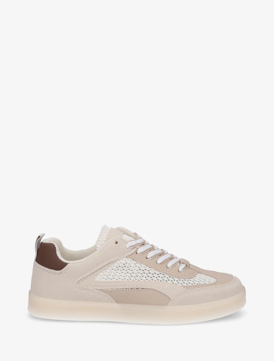 Suède en mesh sneakers - Beige