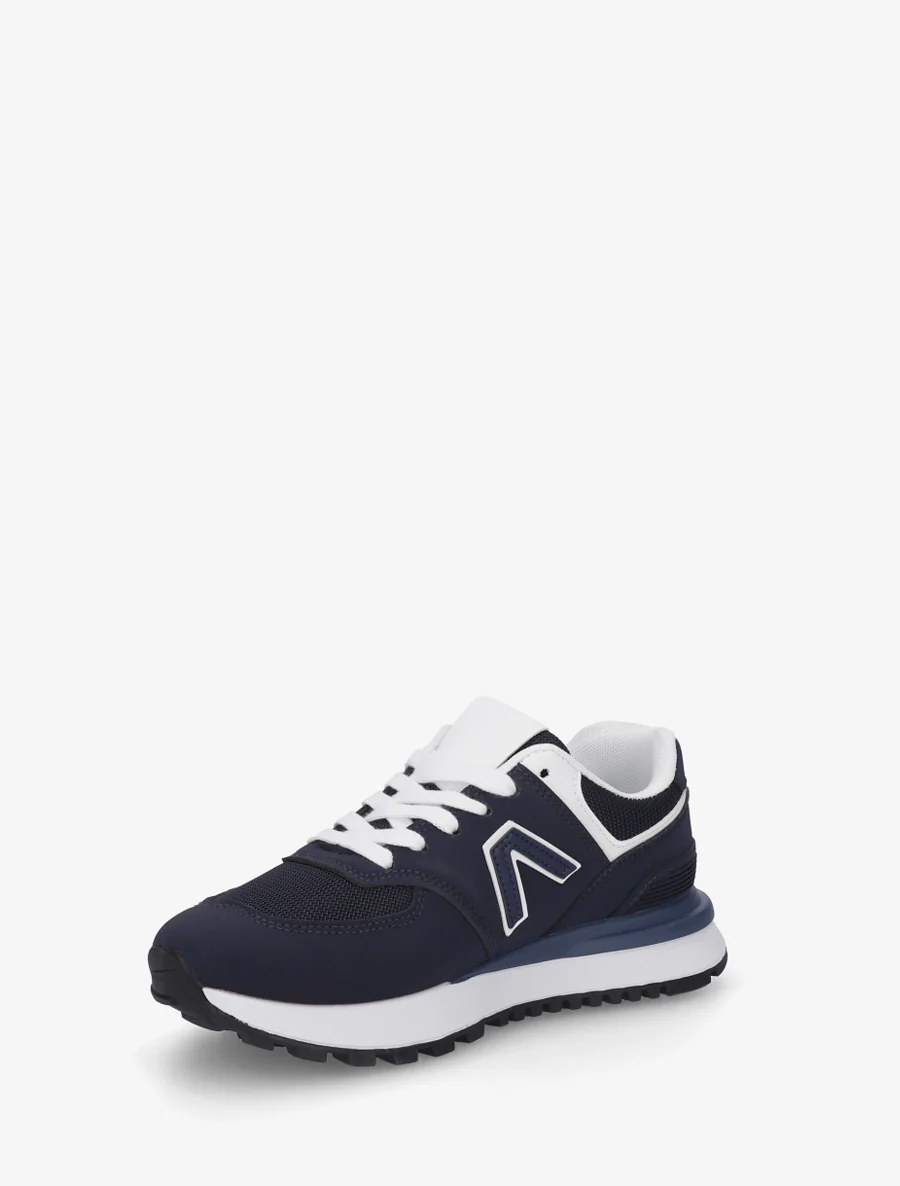 Suède en textiel sneakers - Marine - Image 3