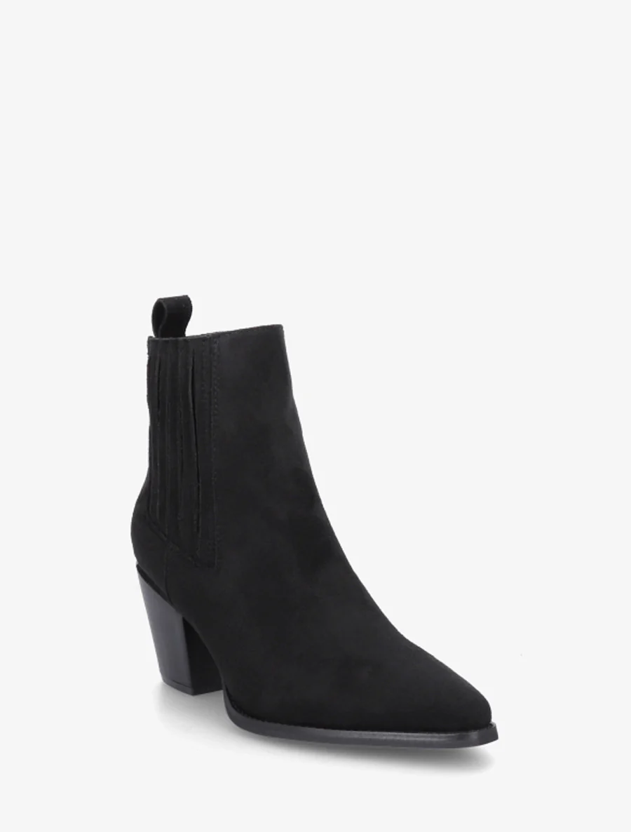 Suède enkellaarsjes in cowboylaarzen stijl - Zwart - Image 2