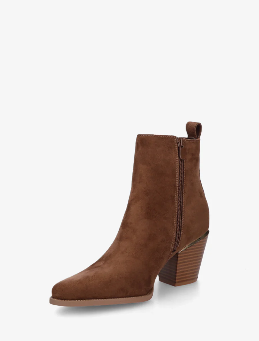 Suède enkellaarsjes in cowboylaarzen stijl - Chocolade - Image 3