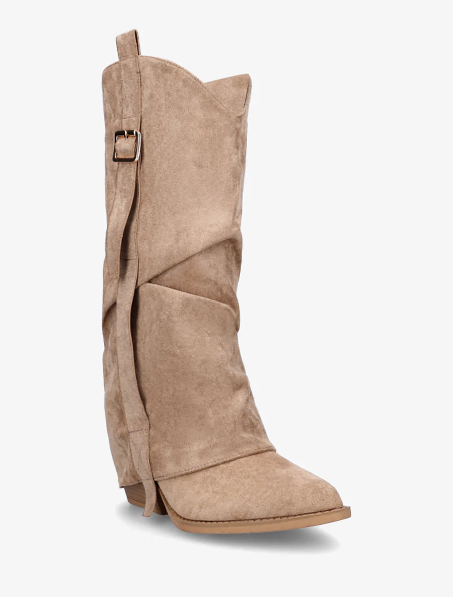 Suède laarzen met omslagrand - Beige - Image 2