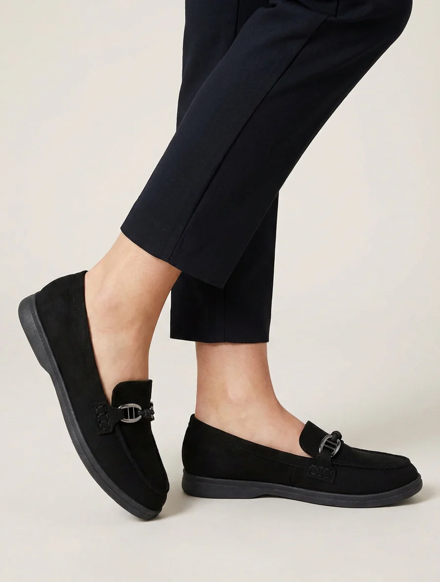Suède loafers met decoratieve gesp - Zwart - Image 5