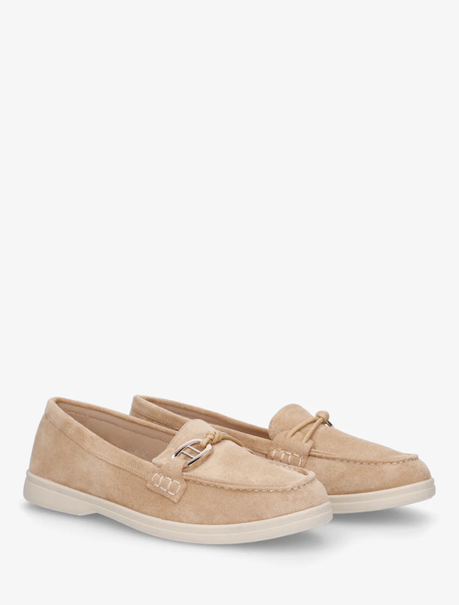 Suède loafers met decoratieve gesp - Beige - Image 4