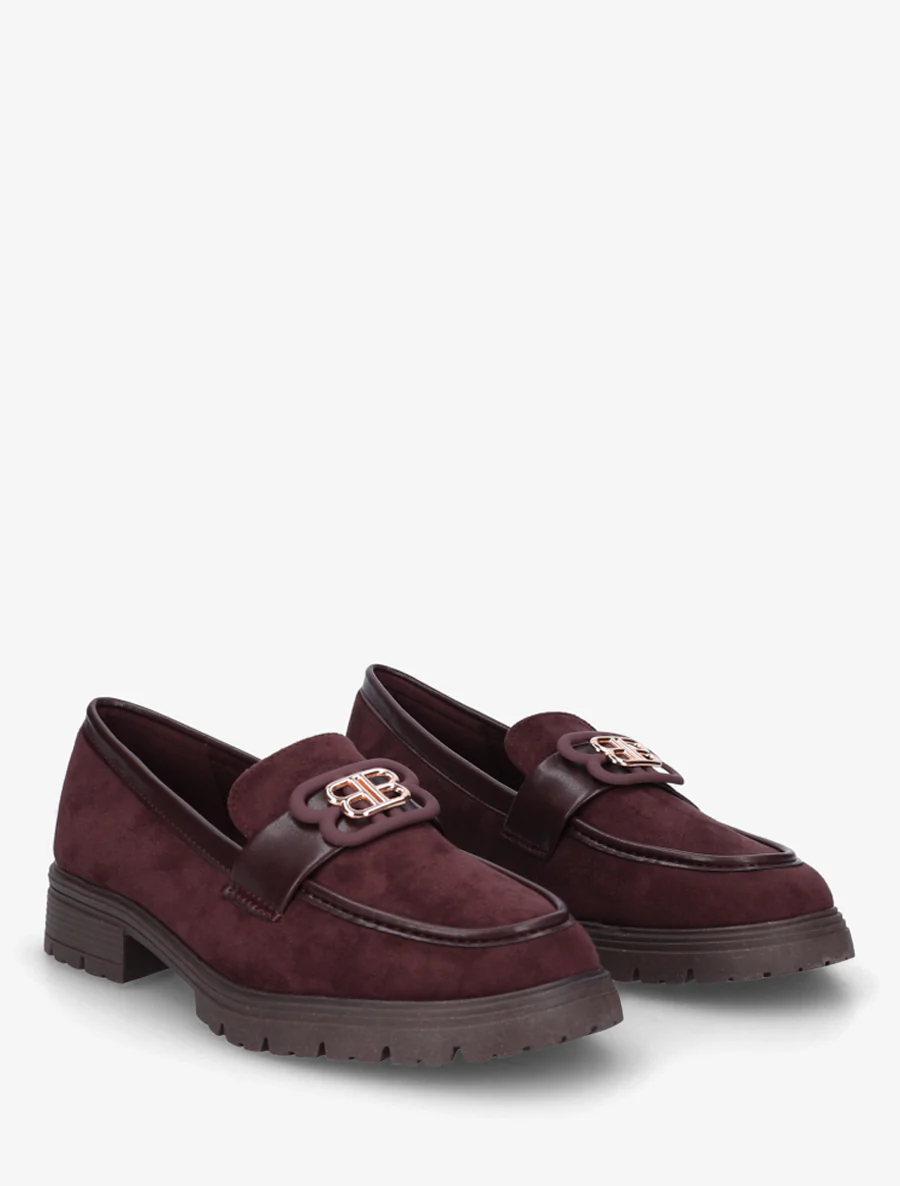 Suède loafers met decoratieve gesp - Bordeaux - Image 4