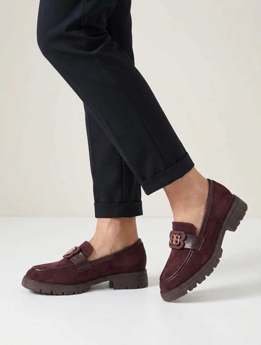 Suède loafers met decoratieve gesp - Bordeaux - Image 5
