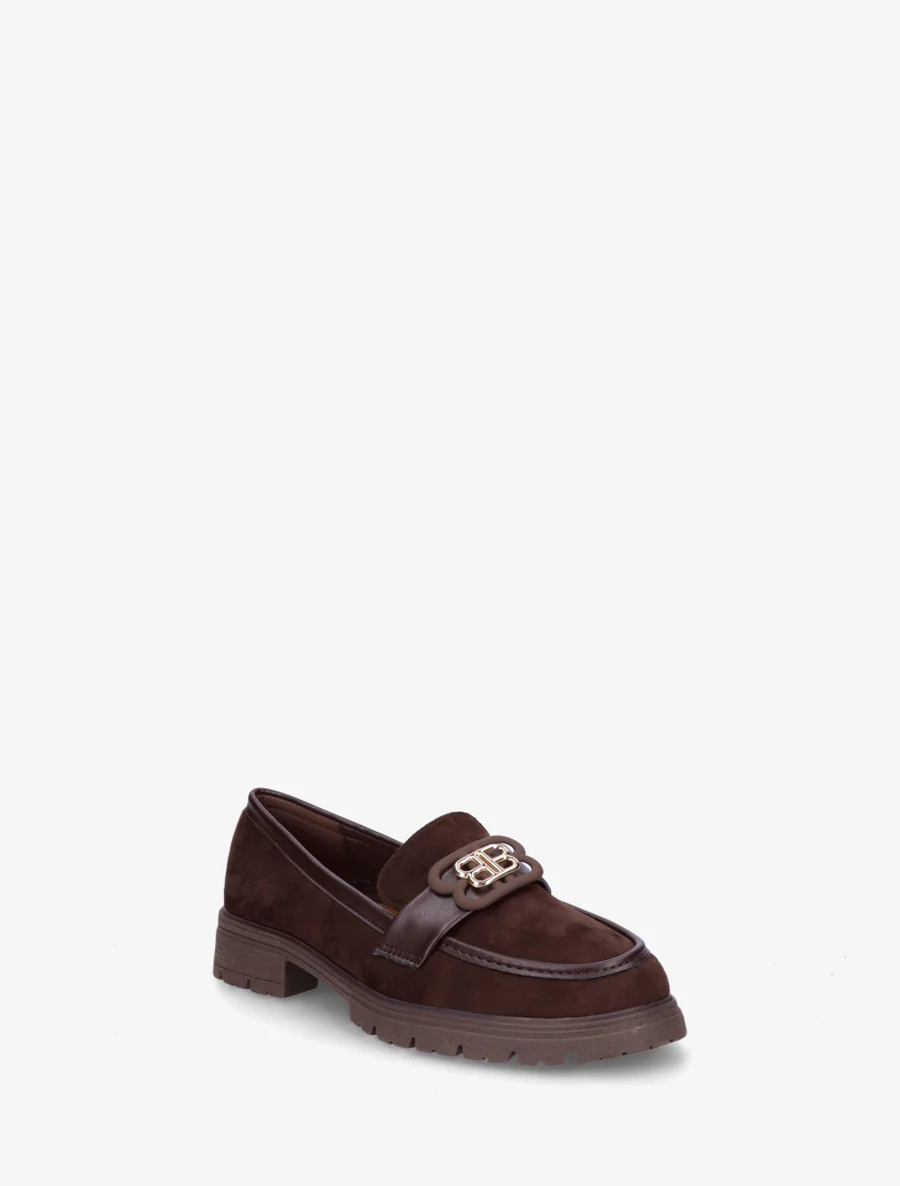 Suède loafers met decoratieve gesp - Bruin - Image 2