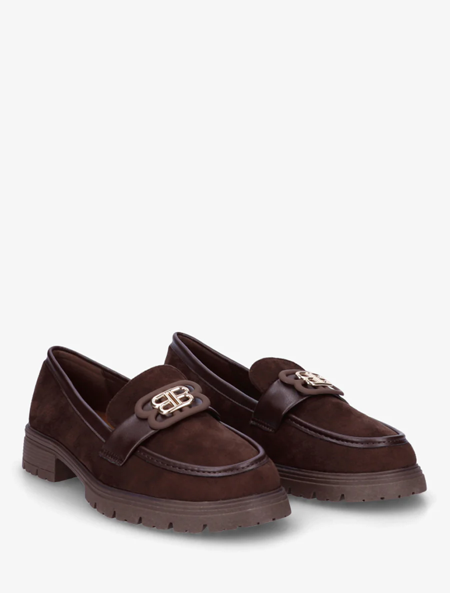 Suède loafers met decoratieve gesp - Bruin - Image 4