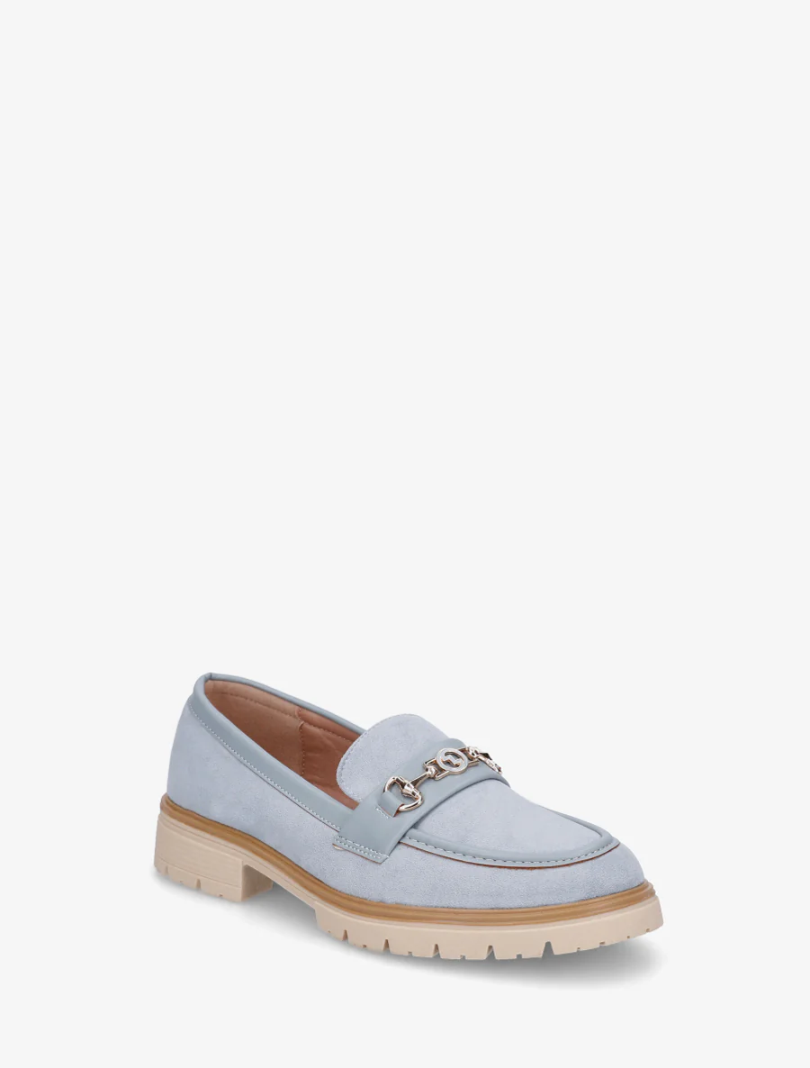 Suède loafers met fantasiebuckle - Lichtblauw - Image 2